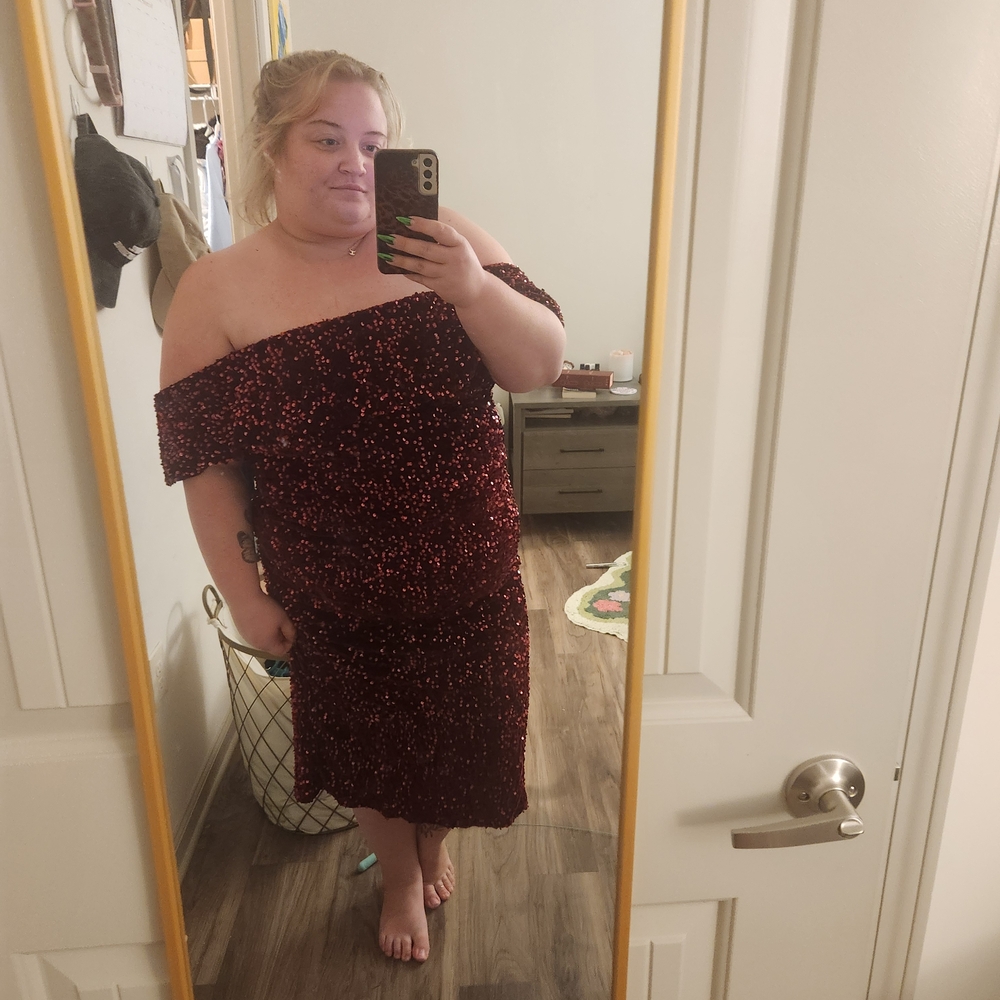 Elegant Burgundy Sequin Dress
